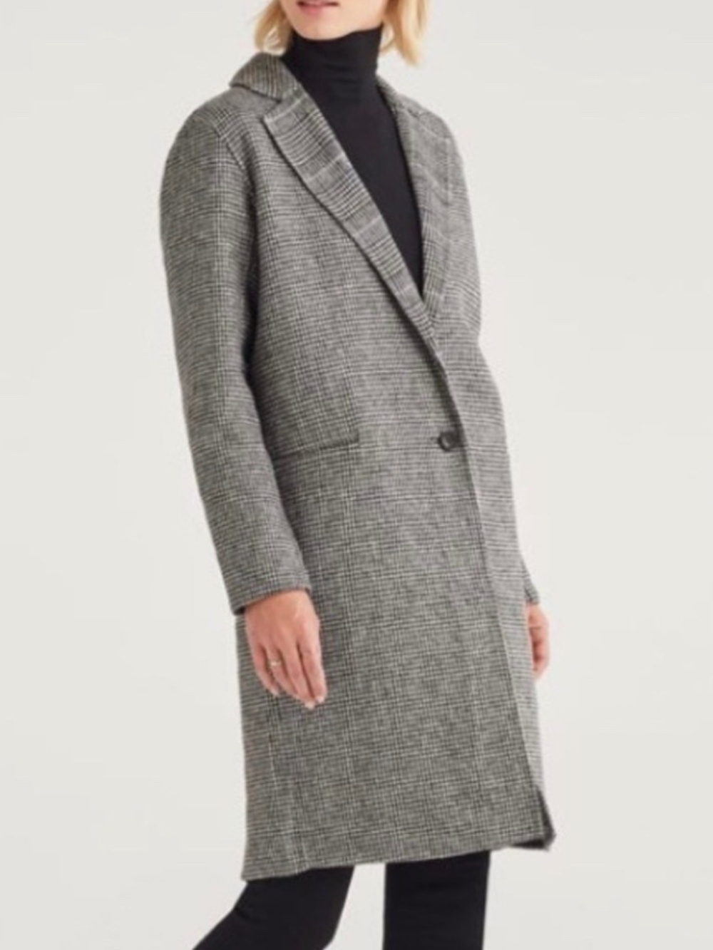 7 FOR ALL MANKIND Houndstooth Women’s S Black/White Trench Coat Old Money Preppy
